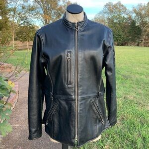 Vintage Harley Davidson Distressed Leather Bikers Jacket Embroidered Patch L